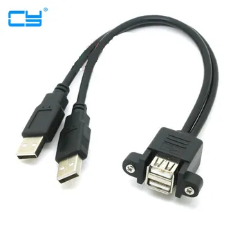 10 шт., Двухпортовый USB 2.0 A для мужчин и женщин, Удлинитель M/F, кабель для крепления на панели с винтовым Замком 50 см