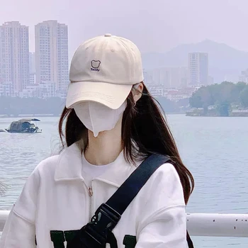 Корейская ретро Милая вышитая кепка с козырьком Женская летняя бейсболка японского модного бренда High Street от солнца Солнцезащитный козырек