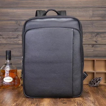 Корейский мужской рюкзак из натуральной кожи, 15-дюймовый деловой ноутбук, по-настоящему модная мужская сумка из натуральной кожи, сумка из говяжьей кожи
