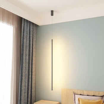Современные минималистичные подвесные светильники для спальни с длинной линией для гостиной, ТВ-фон, настенный декор, лента, подвесная люстра в помещении