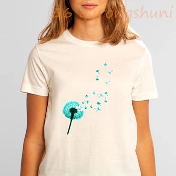футболки для Taraxacum, футболка, акварельный летающий одуванчик, графические футболки, топы с милым растительным принтом, готическая футболка, женская одежда harajuku